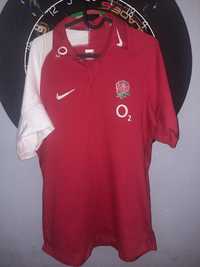 koszulka pilkarska polo rugby Nike, reprezentacja Anglii, England, O2,