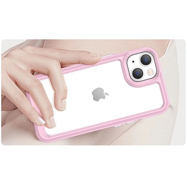 Etui Outer Braders z żelową ramką do iPhone 14 Plus różowy