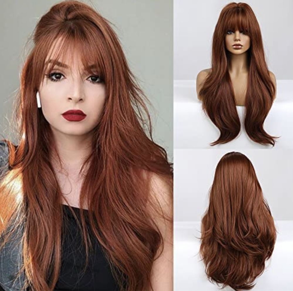 Peruca Cabelo Natural VARIAS CORES Extensões Longa Franja NOVO