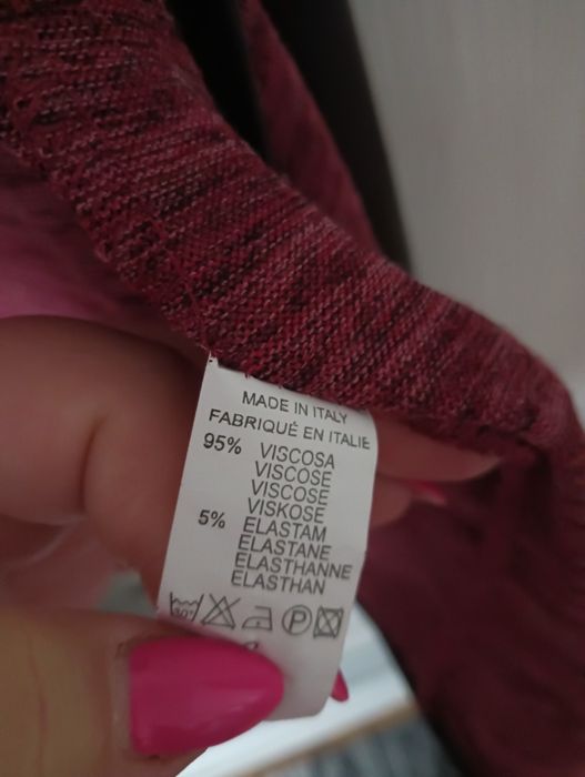 Sweter, kardigan Made in Italy, bordowy 44/46