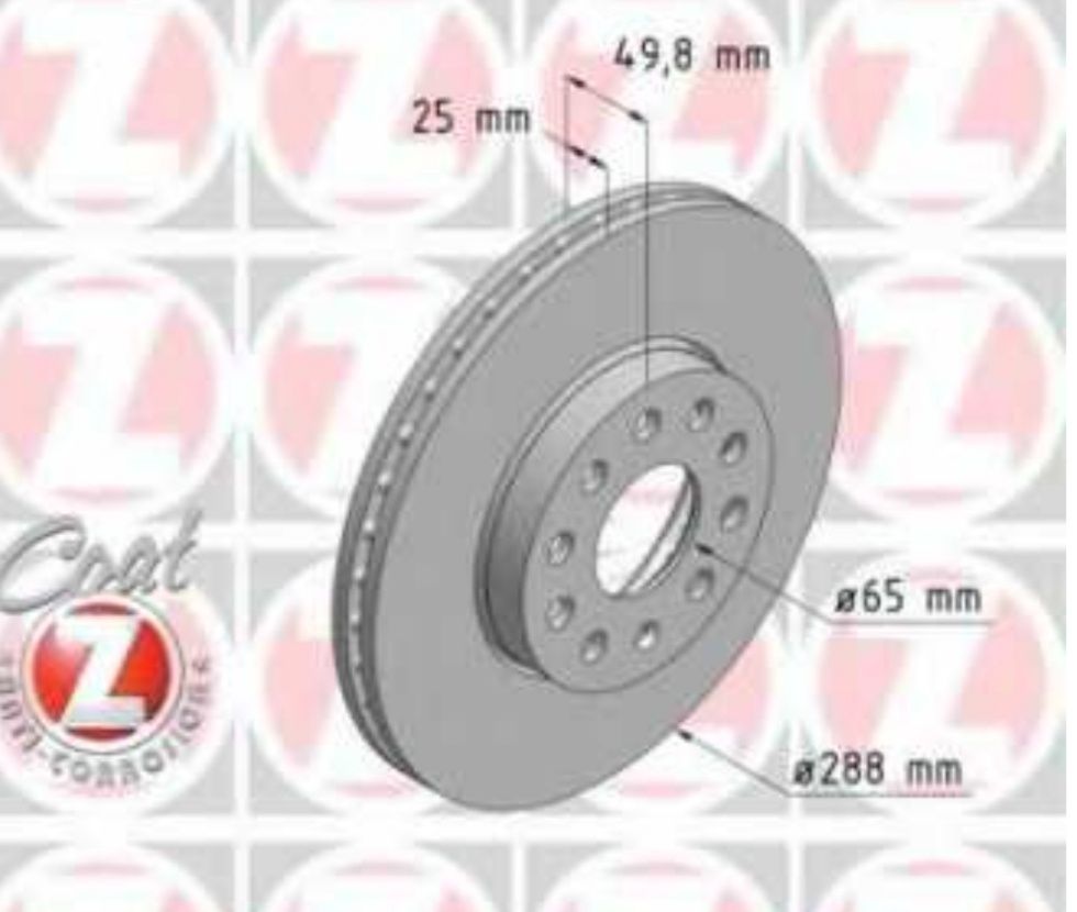 ZIMMERMANN 288/253 мм, SKODA Octavia  A7,  SuperB та інші VAG,