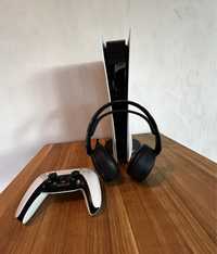 Konsola PS5 w idealnym stanie, 1 pad i słuchawki