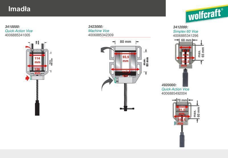 Imadło Maszynowe 80 X 80 Mm Wolfcraft