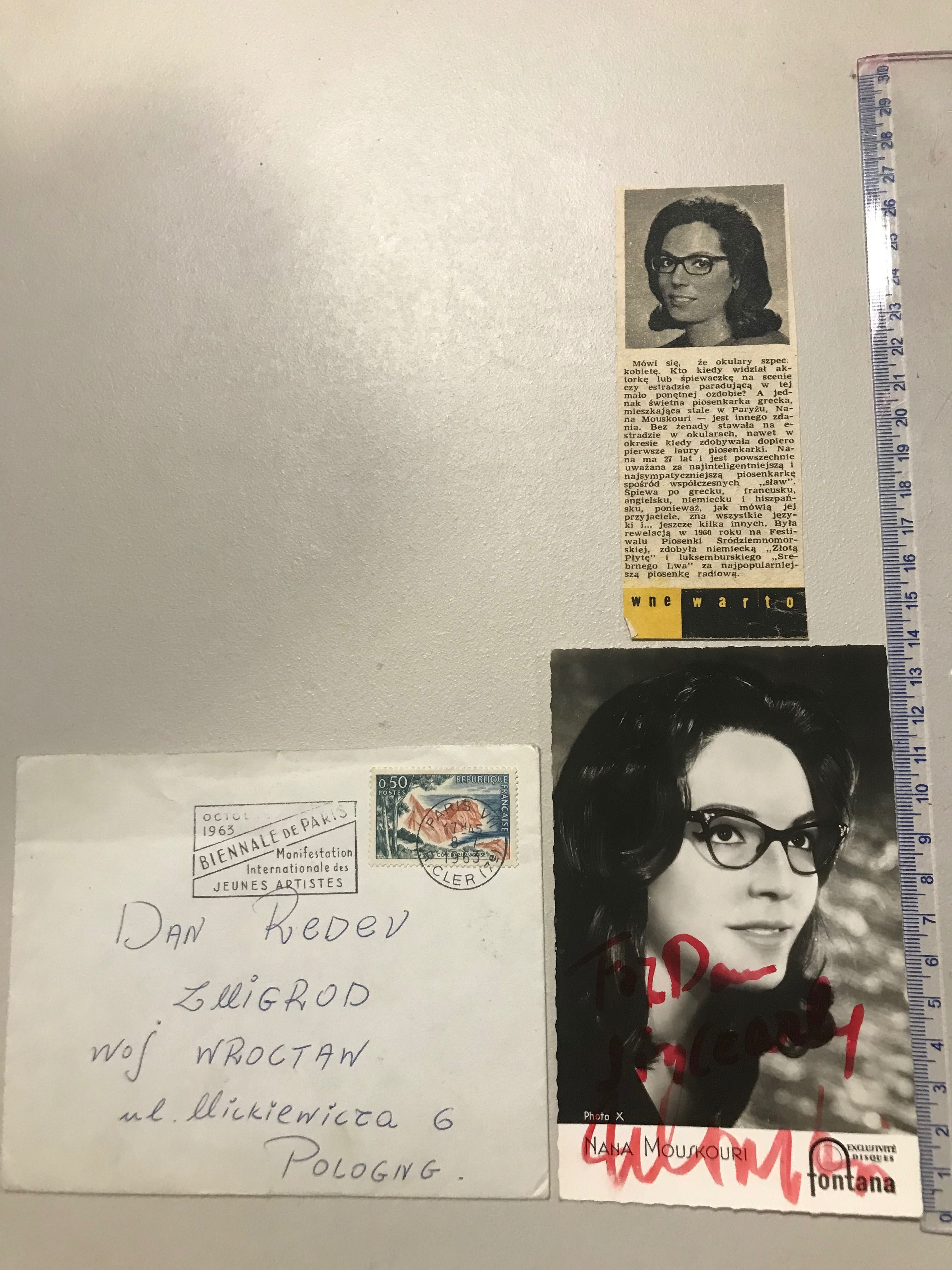 Nana Mouskouri zdjecie z autografem i koperta