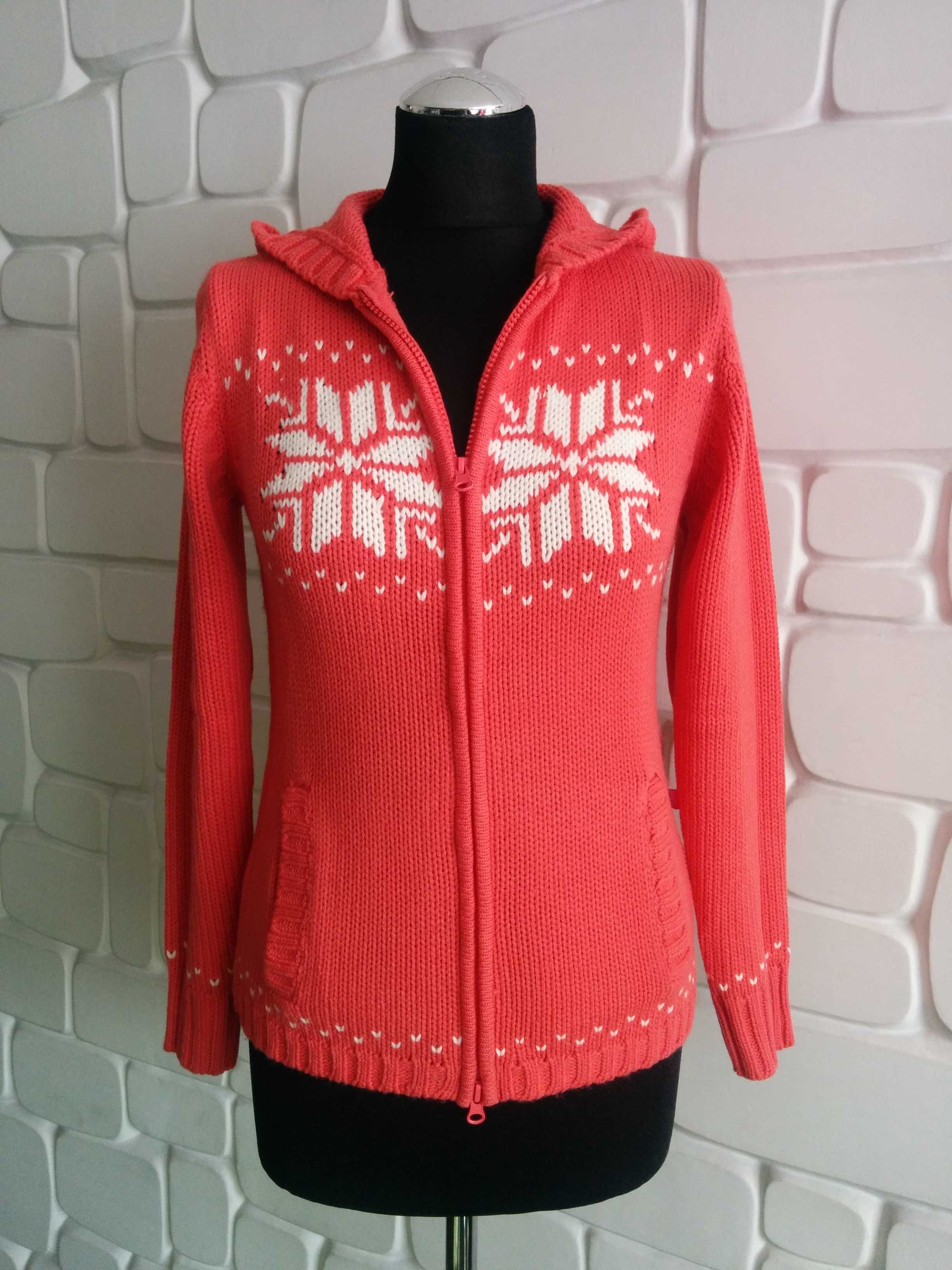 NOWY sweter z kapturem - damski sweter z pomponami