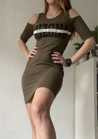 Select M/38 khaki sukienka cold shoulder