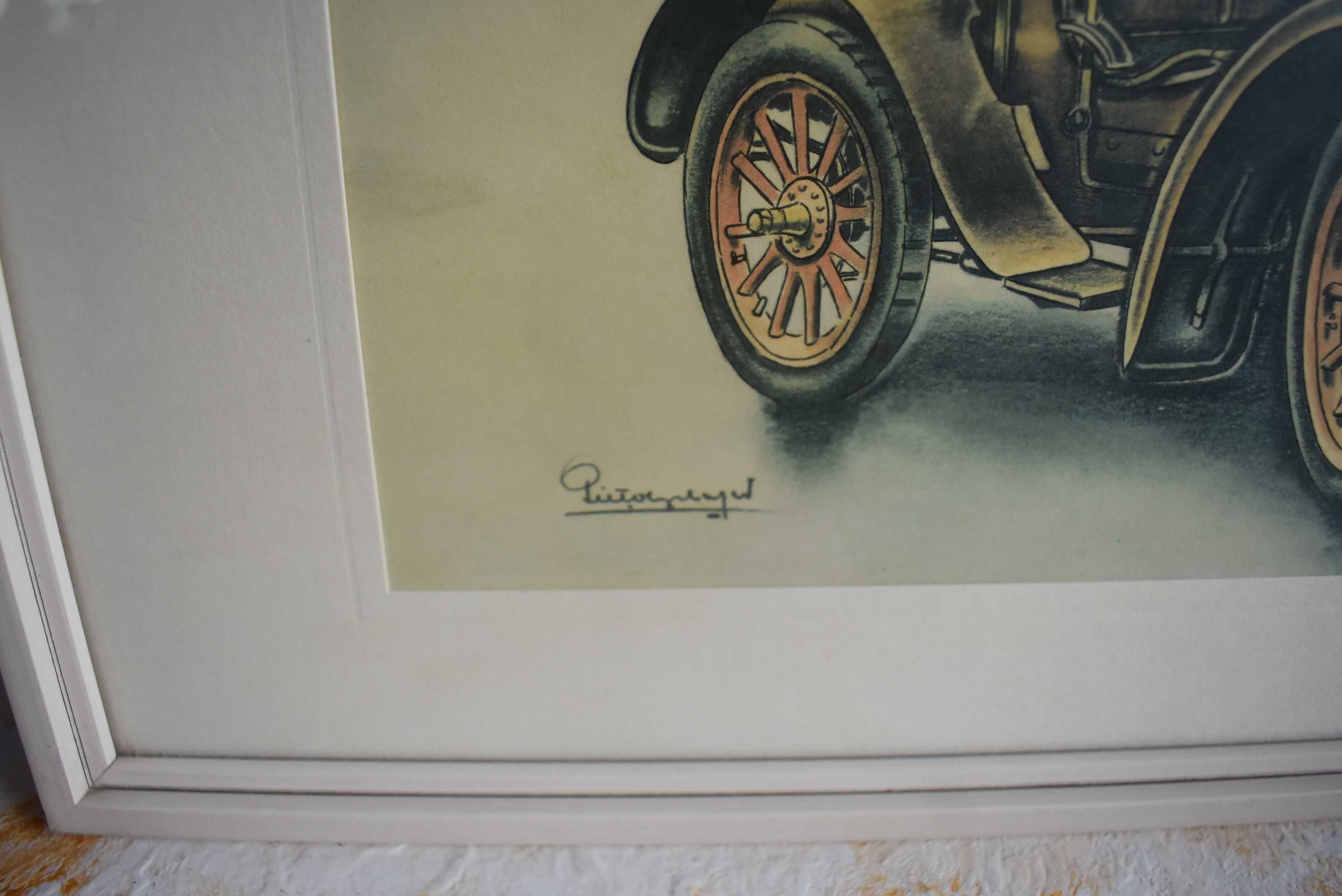 Obraz grafika samochodu początek XX wieku
