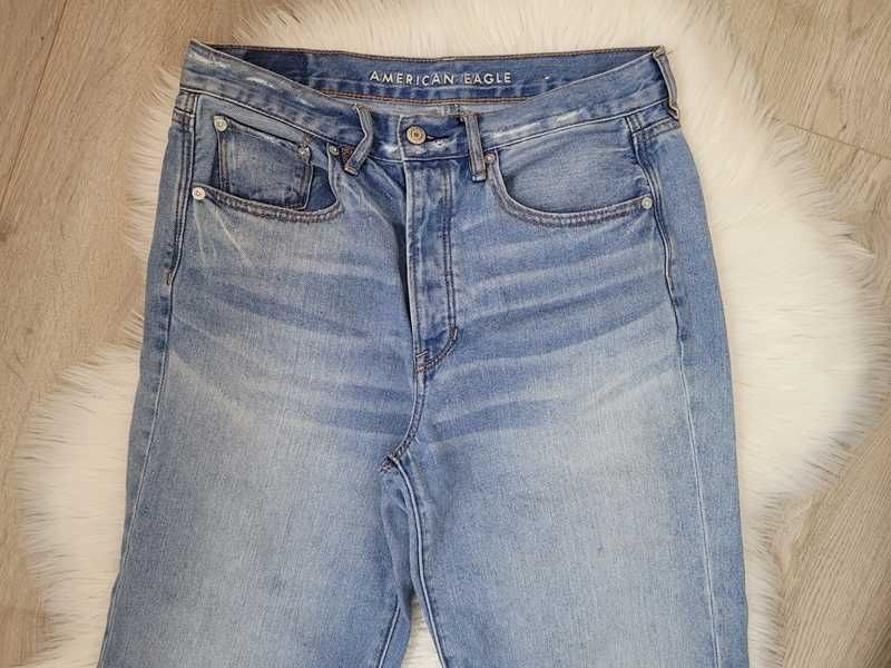 Niebieskie dżinsy z szerokimi nogawkami, wysokim stanem, 38 (M)