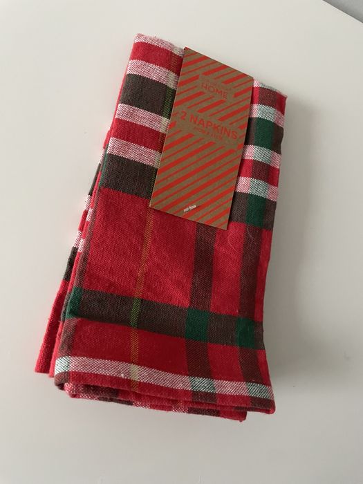 2 świąteczne serwetki Primark kratka czerwona