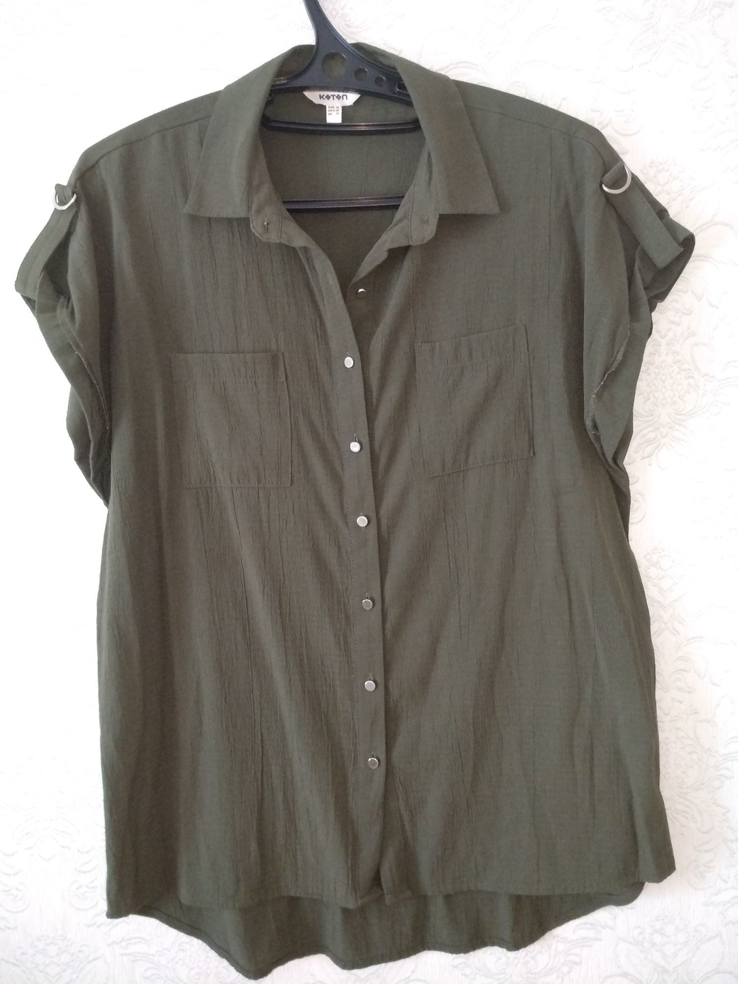 Блуза стильна хакі рубашка сорочка літня блузка жіноча