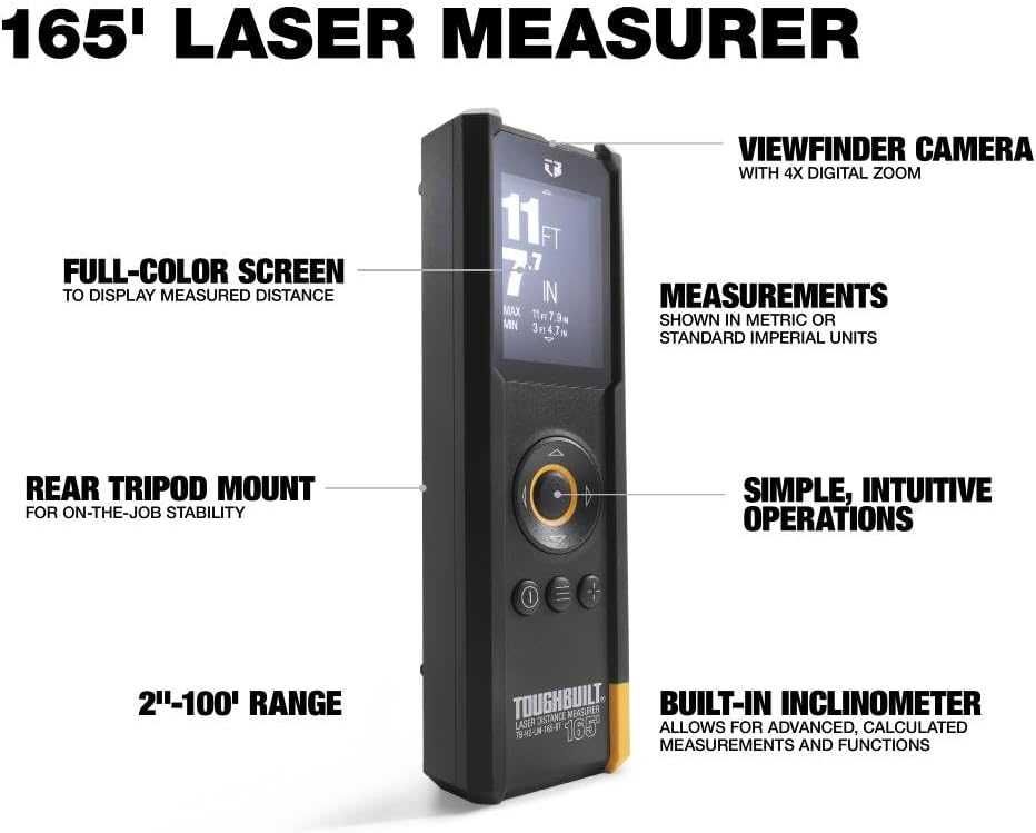 Дальномер лазерный рулетка Toughbuilt TB-H2-LM-165-BT 50м c Bluetooth