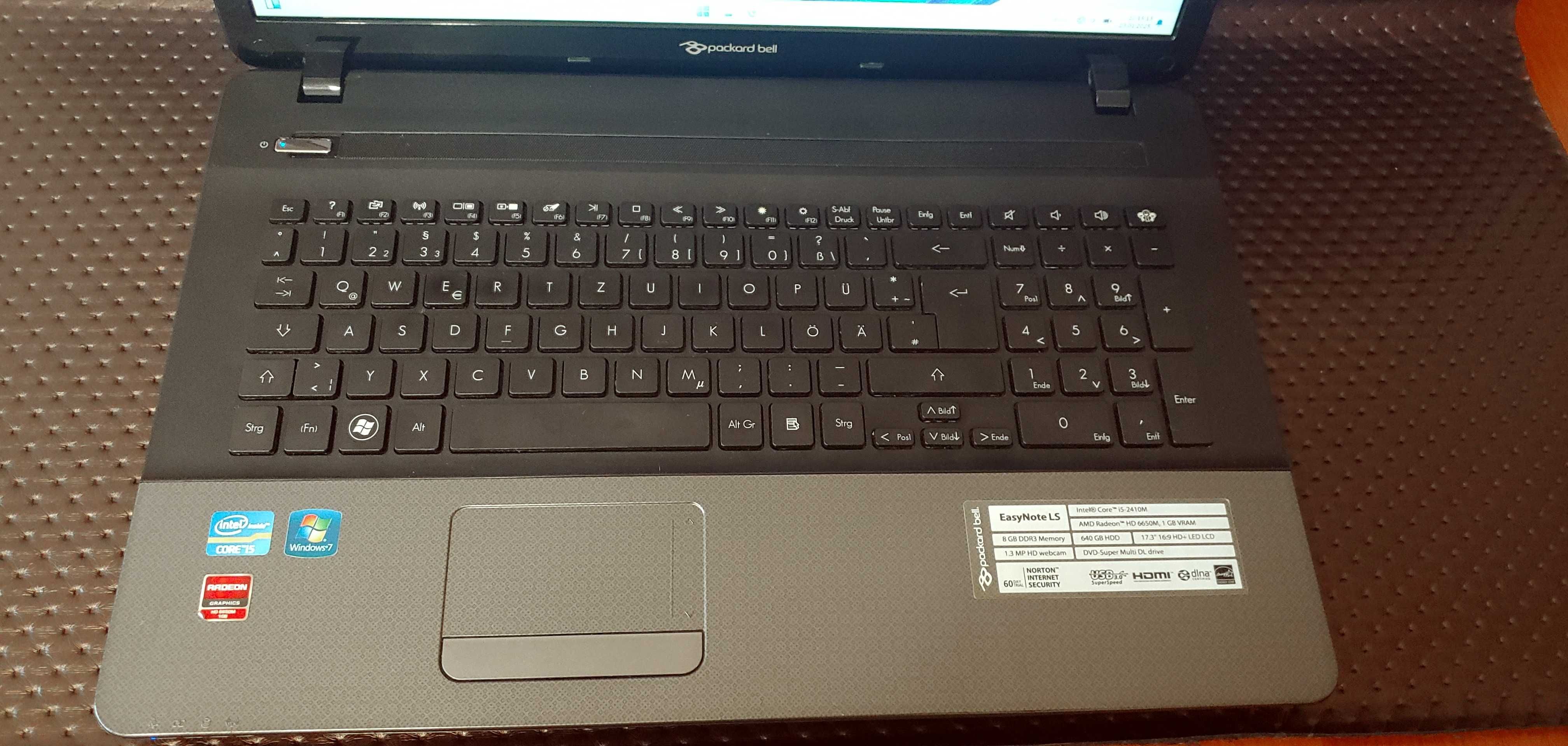 Ноутбук Packard Bell 17" экран i5-2410m/8Gb ddr3