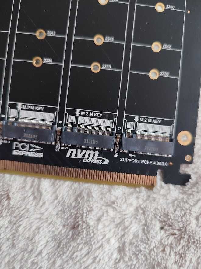 Adapter Quad NVMe PCIe, RIITOP 4 porty M.2 NVMe SSD