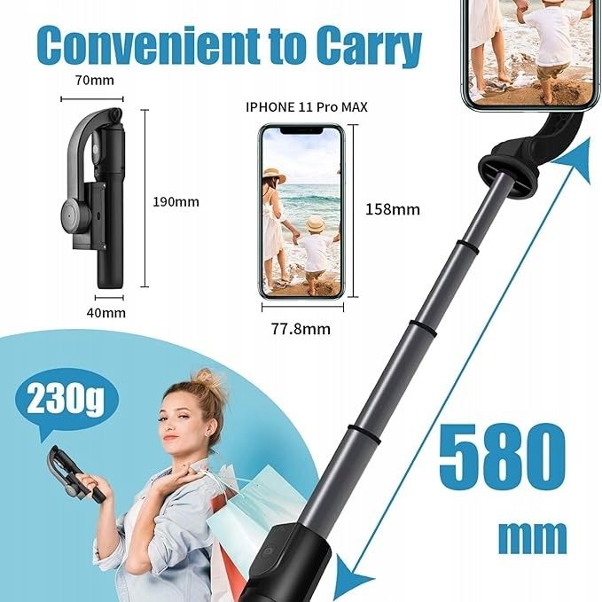 Stabilizator gimbal statyw z bezprzewodowym pilotem bluetooth dla tel.