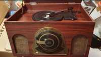 Gramofon styl retro usb wbudowane glośniki port usb