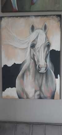 Koń. Obraz akrylowy ręcznie malowany.