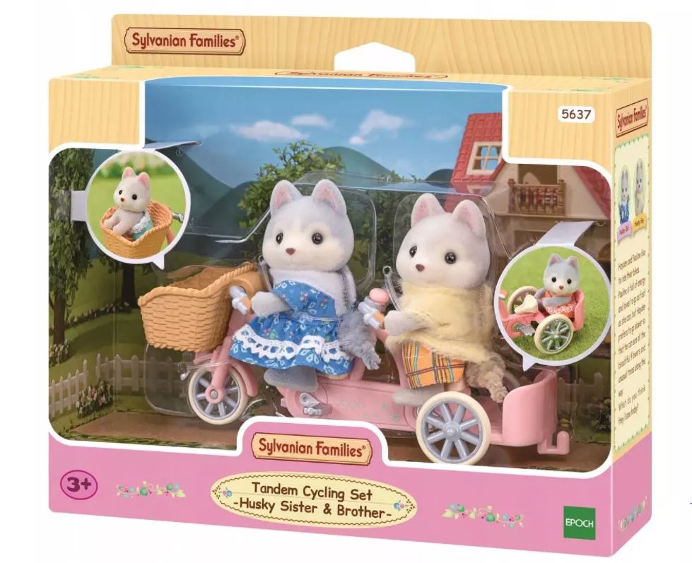 Sylvanian Families. Pieski husky na rowerze