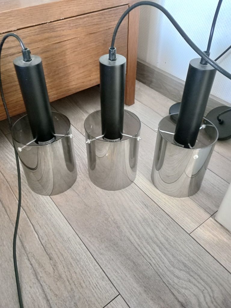 3 lampy wiszące  szkło