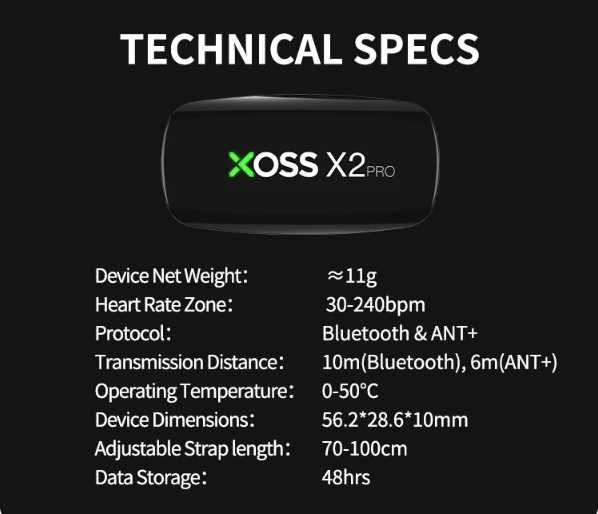 Pulsometr pas tętna czujnik XOSS X2 Pro BT/ANT+ NOWY