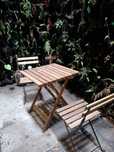 2 chairs one table Ikea, outdoors