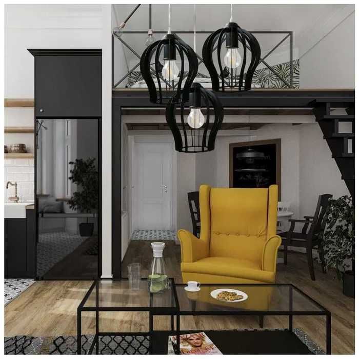 Lampa wisząca sufitowa zwis MIRA 3P metal klatka