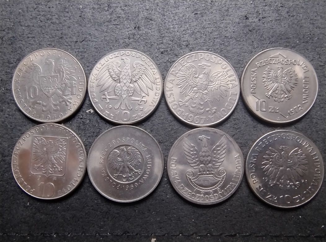 PRL 8 monet 10 złotych 1967-72 okołomennicze