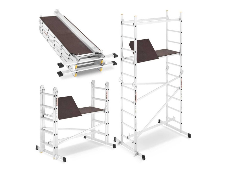 Rusztowanie aluminiowe drabinowe przegubowe jezdne HIGHER DR 2x5 4m