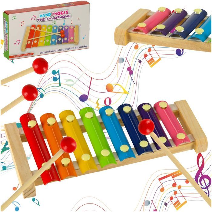 Cymbałki Drewniane Kolorowe Edukacyjne