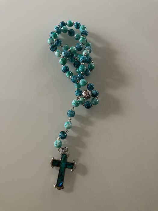 Rozaniec recznie robiony w kolorze turkusowym