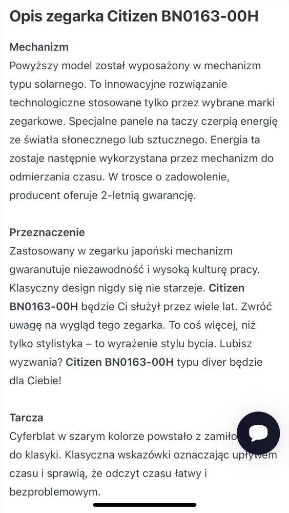 Zegarek Citizen (nurek)