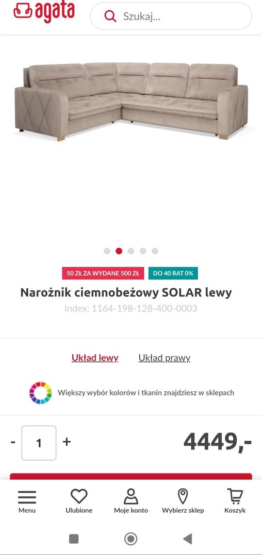 Narożnik SOLAR ciemny beż