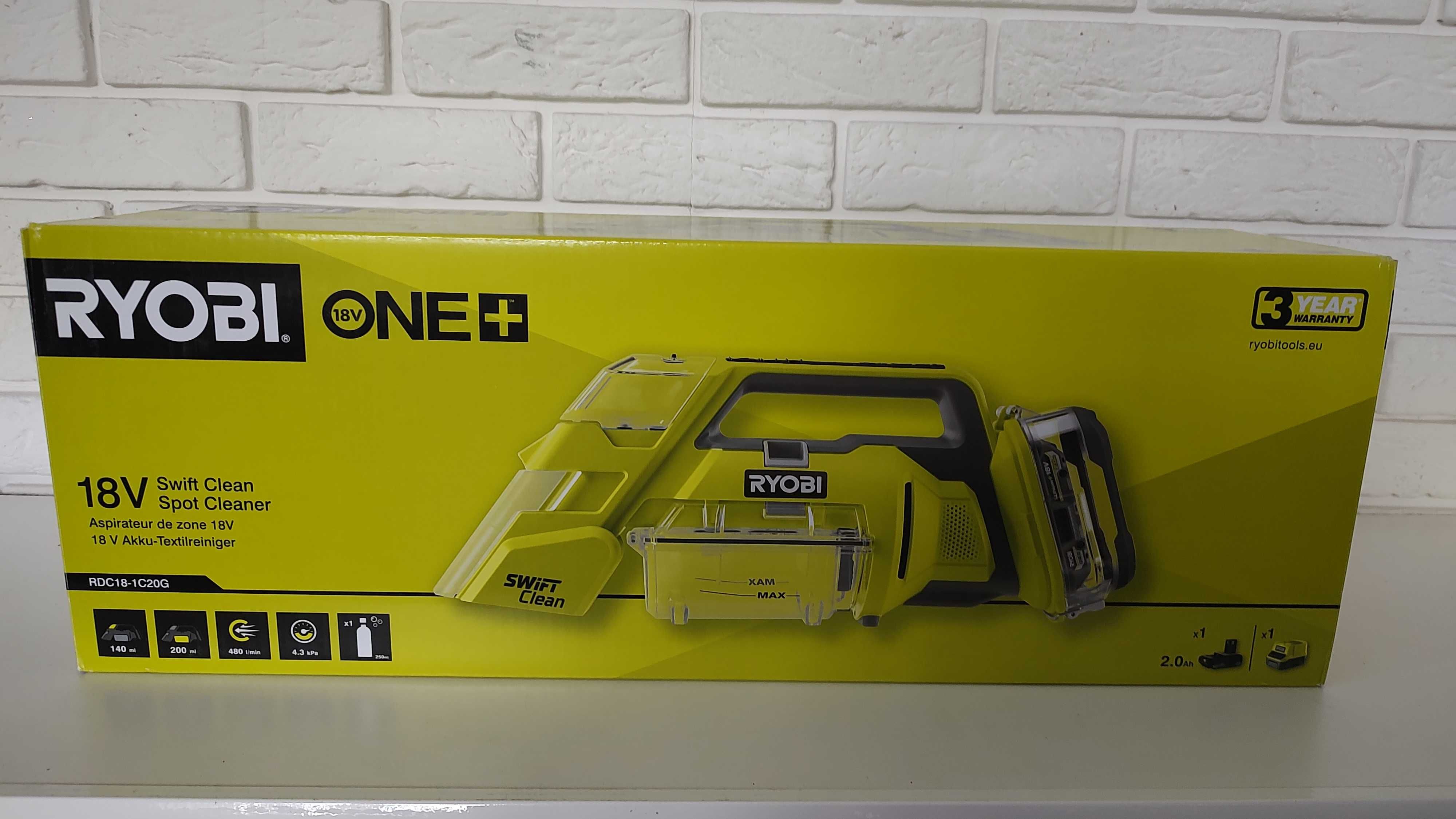 Ryobi RDC18-1C20G 18V Swift Clean Odkurzacz piorący Bateria Ładowarka
