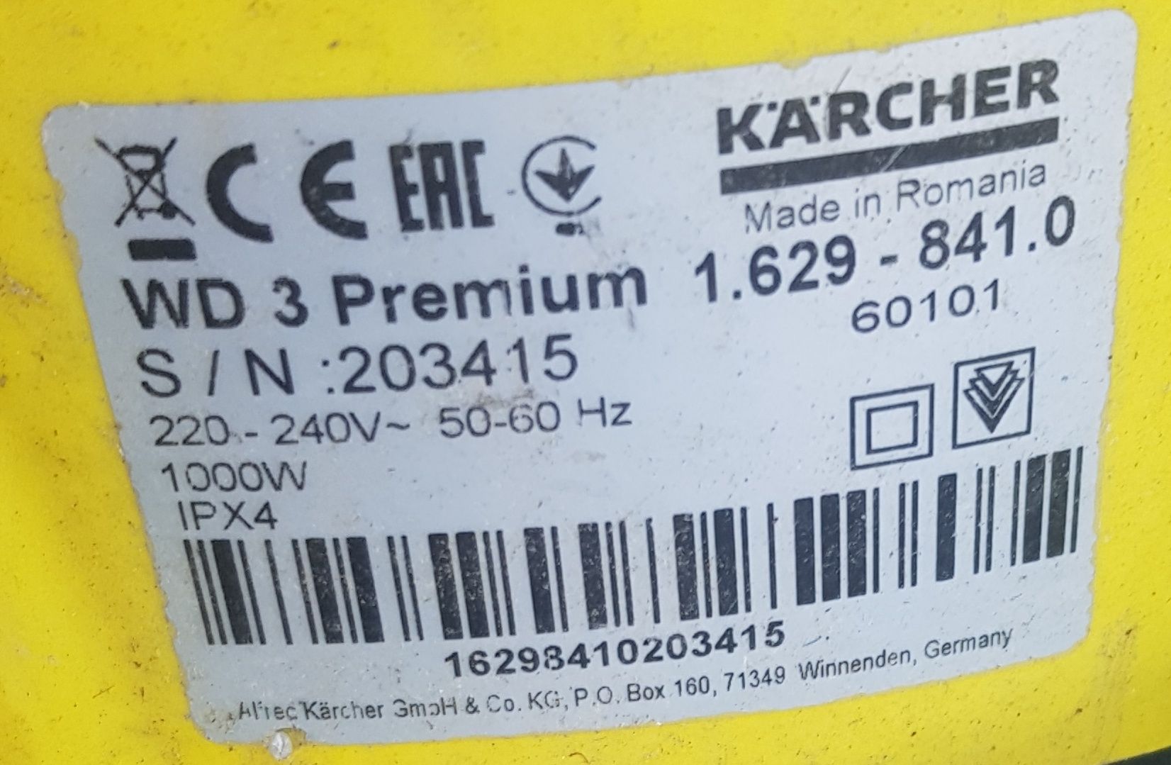Пилосос, пилосмок, Karcher WD 3 PREMIUM 1.629-841.0