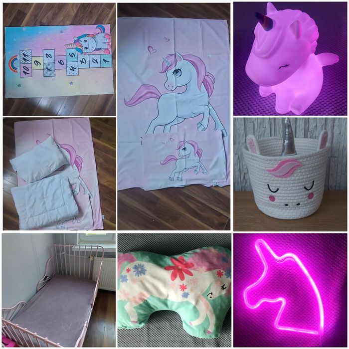 Pościel lampka neonowa jednorożec dywan