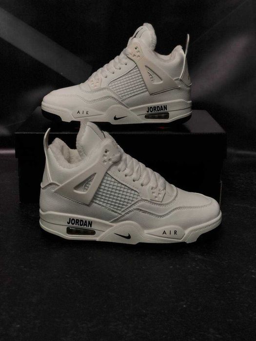 Женские зимние кроссовки Jordan White натуральная кожа на меху