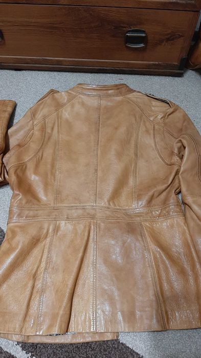 Кожаный пиджак XL в стиле милитари