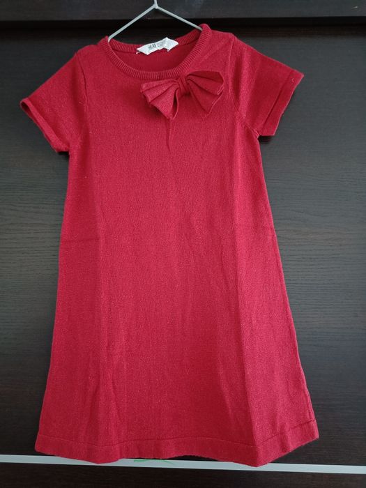 Sukienka H&M r 110/116 czerwona brokatowa świąteczna