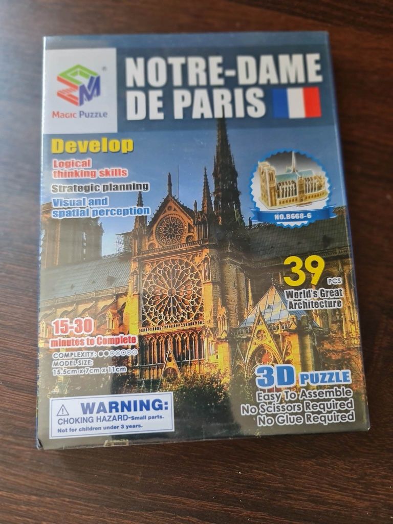 Puzzle 3D Notre-Dame w Paryżu 39el.