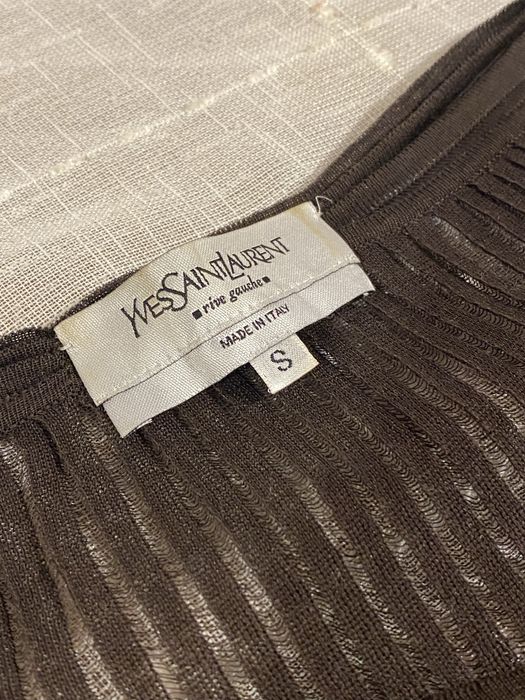 Brązowy dzianinowy bawełniany top Yves Saint Laurent