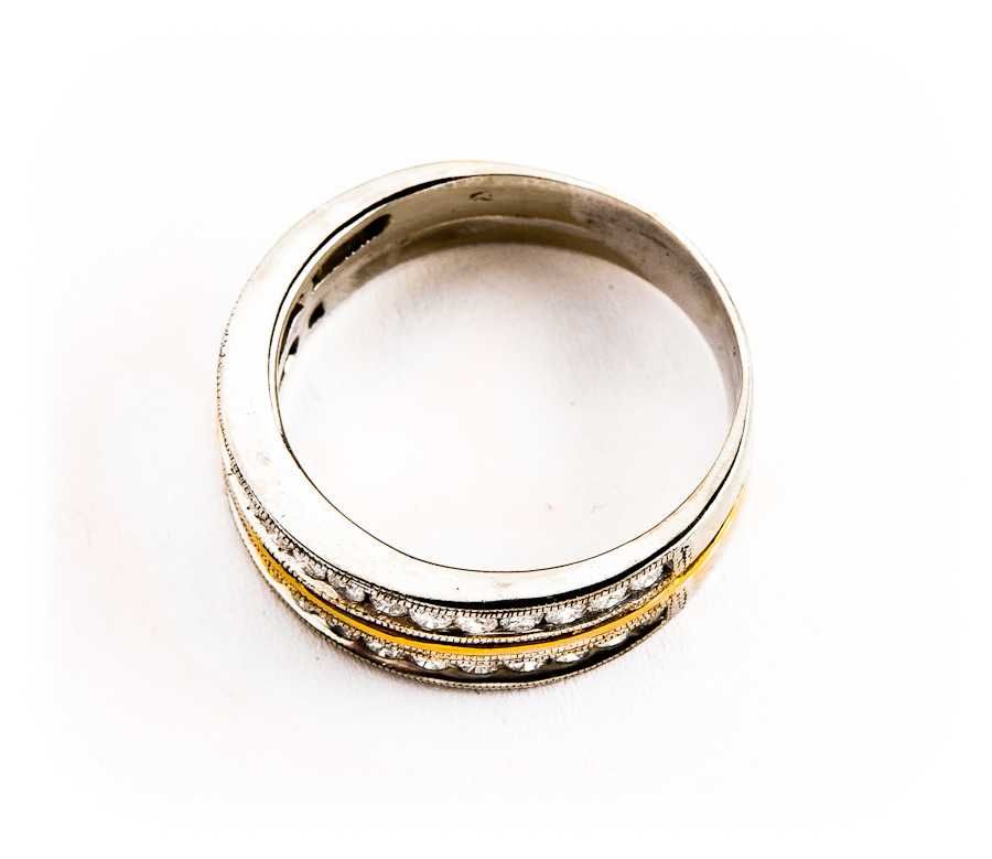 Złoty Pierścionek - DWA KOLORY ZŁOTA - 14K - 6,30g - DIAMENTY - Kraków