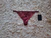 Nowe bordowe koronkowe stringi damskie Calvin Klein