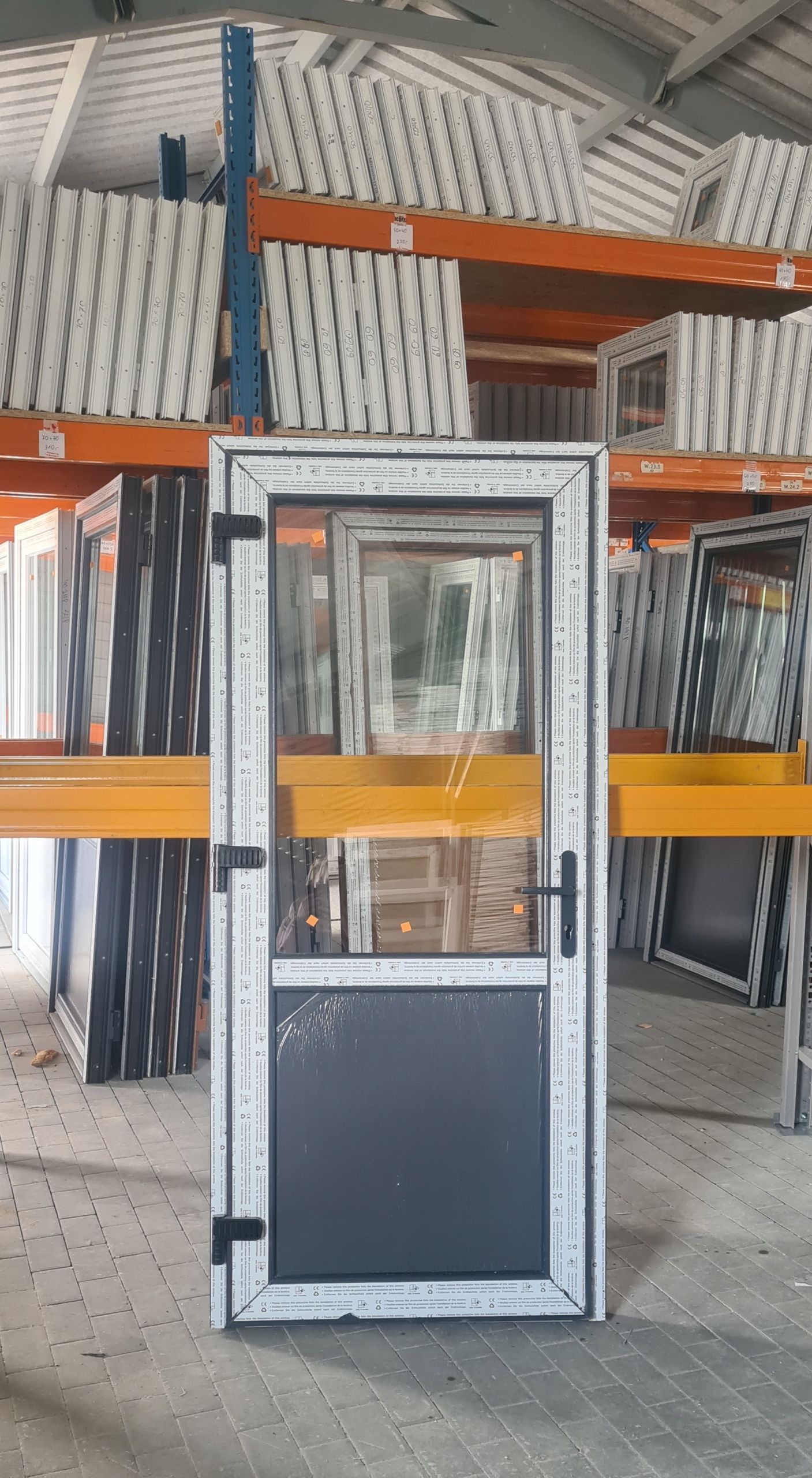 DRZWI Kacprzak 100x200 Drzwi ZEWNĘTRZNE PCV Sklepowe Antracyt