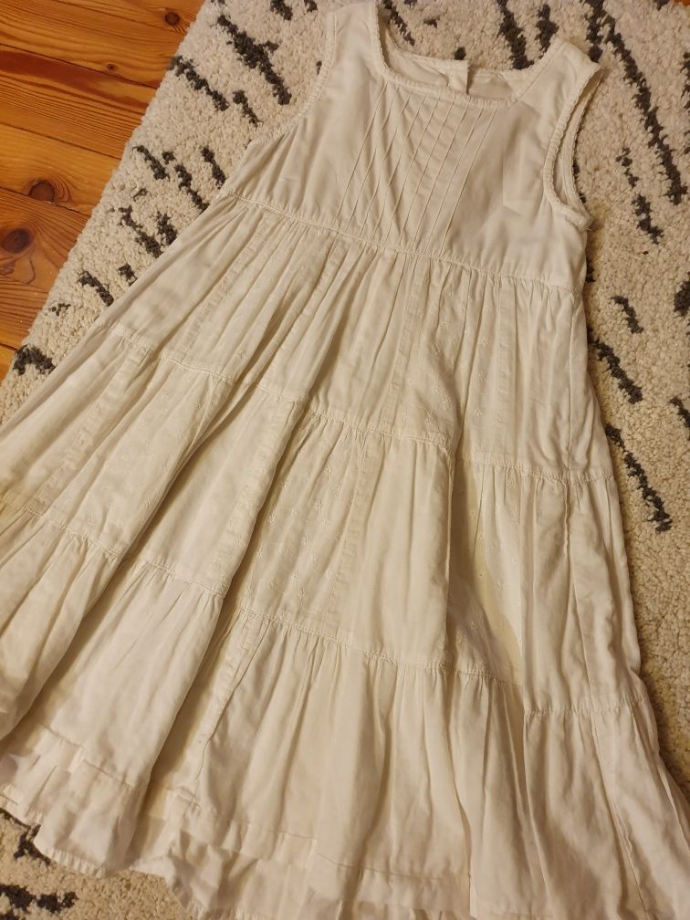 Sukienka 128 wiosna lato H&M suknia na podszewce biała
