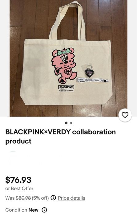 Сумка-тоут BLACKPINK × VERDY Gorillaz Roling Stones шопер