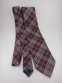Aquascutum bordowy jedwabny krawat w kratkę
