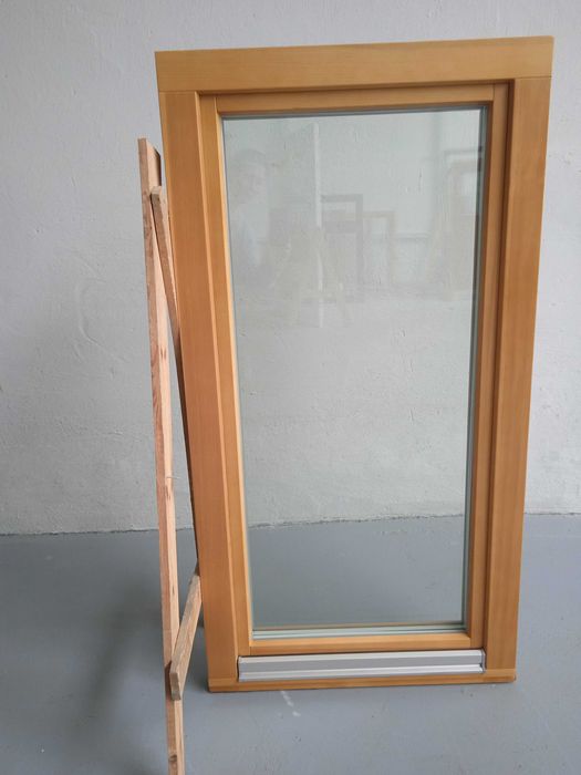Okno drewniane sosna lazur pinia profil 78- 3 szyb.1170xh1500