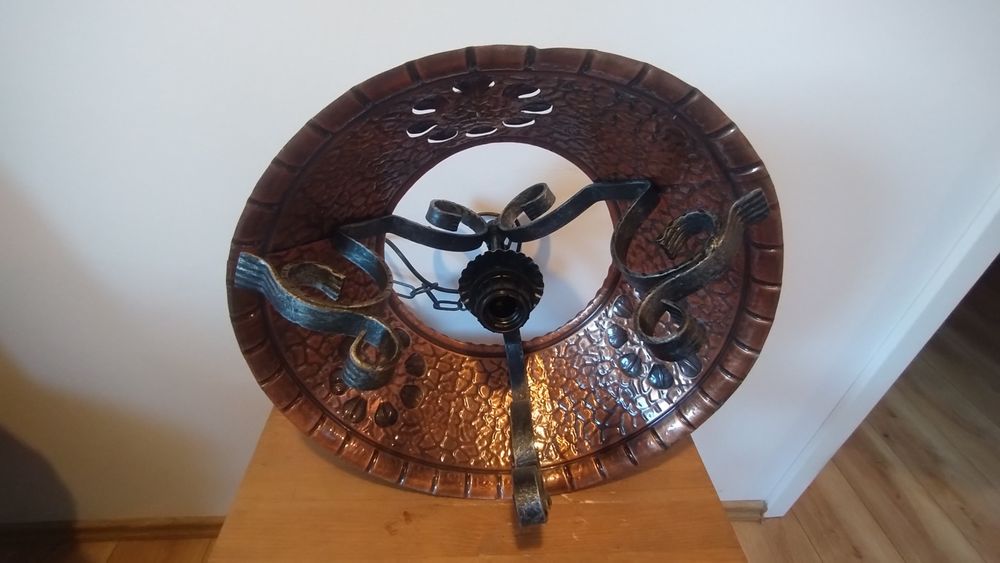 Miedziana lampa retro rustykalna rękodzieło