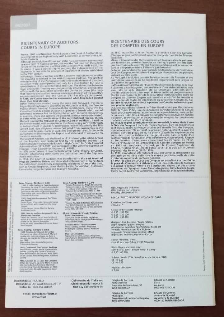 200 anos dos Tribunais de Contas da Europa - Pagela