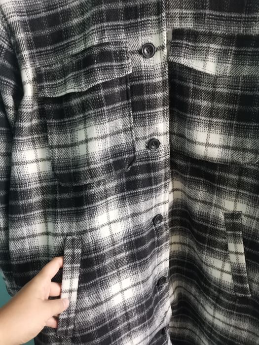 Płaszcz koszulowy w kratkę kurtka koszulowa H&M rozmiar L