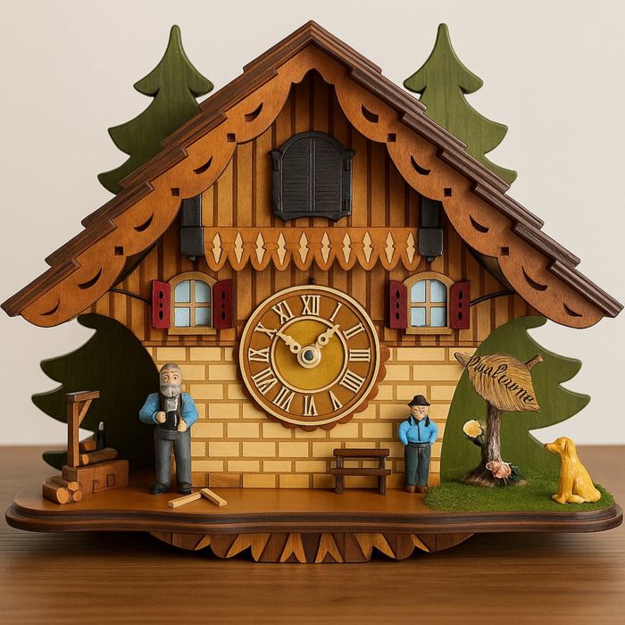 Drewniany zegar z kukulką